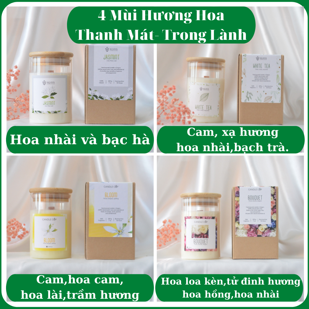 Nến Thơm thiên nhiên AGAYA Candle Cup,thơm phòng ,thư giãn ,giảm stress không khói an toàn