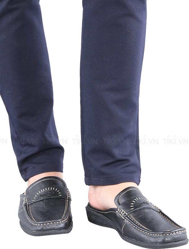 Dép Sabo Nam Da Bò SUNPOLO SUSB003D - Đen (Size