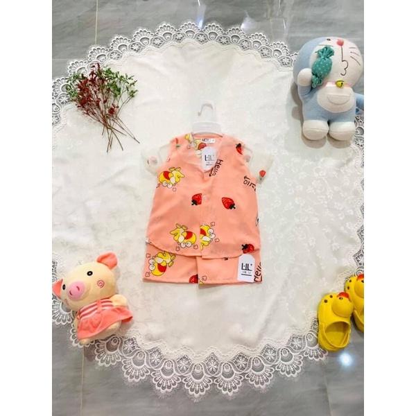 Bộ pijama lụa mịn ngắn ren cho bé từ 10-18 kí siêu cưng