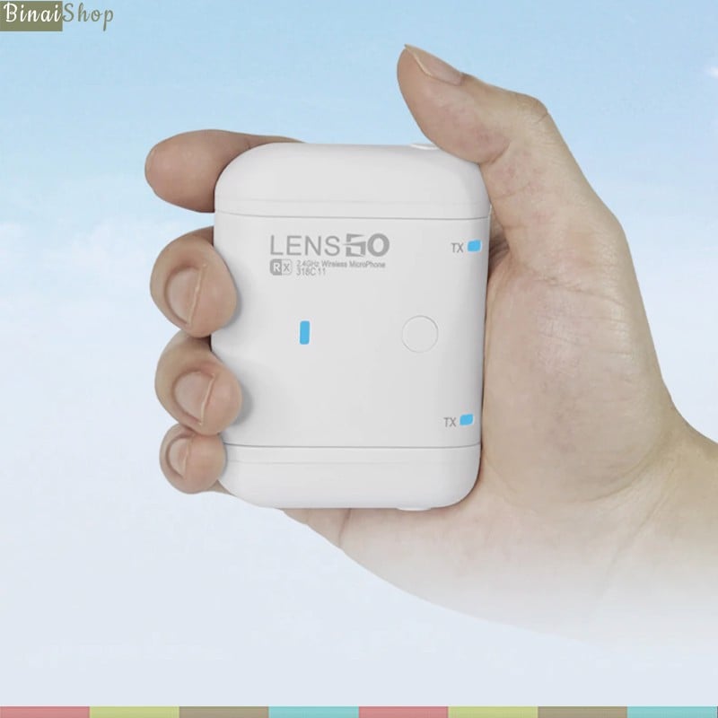 Lensgo 318C II - Micro Cài Áo Không Dây 2.4GHz, Trang Bị Eco, Tích Hợp Sạc RX, Cho Smartphone, Máy Ảnh Máy Quay, Phạm Vi Hoạt Động 100m (Tặng Tay Cầm Lensgo L3)- hàng chính hãng