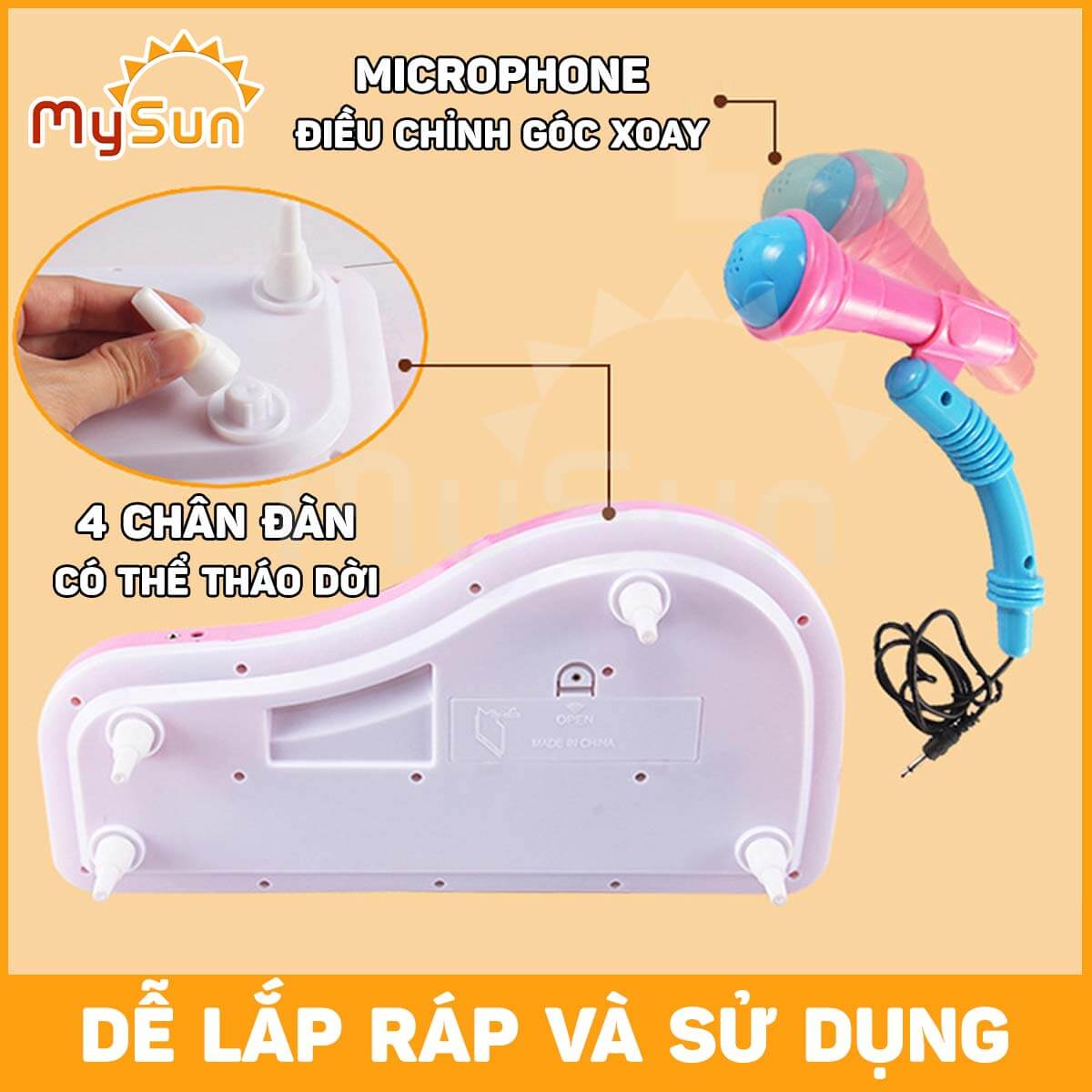 Đàn Piano Organ mini đồ chơi âm nhạc cụ cho bé gái trai phát triển trí tuệ thông minh MySun