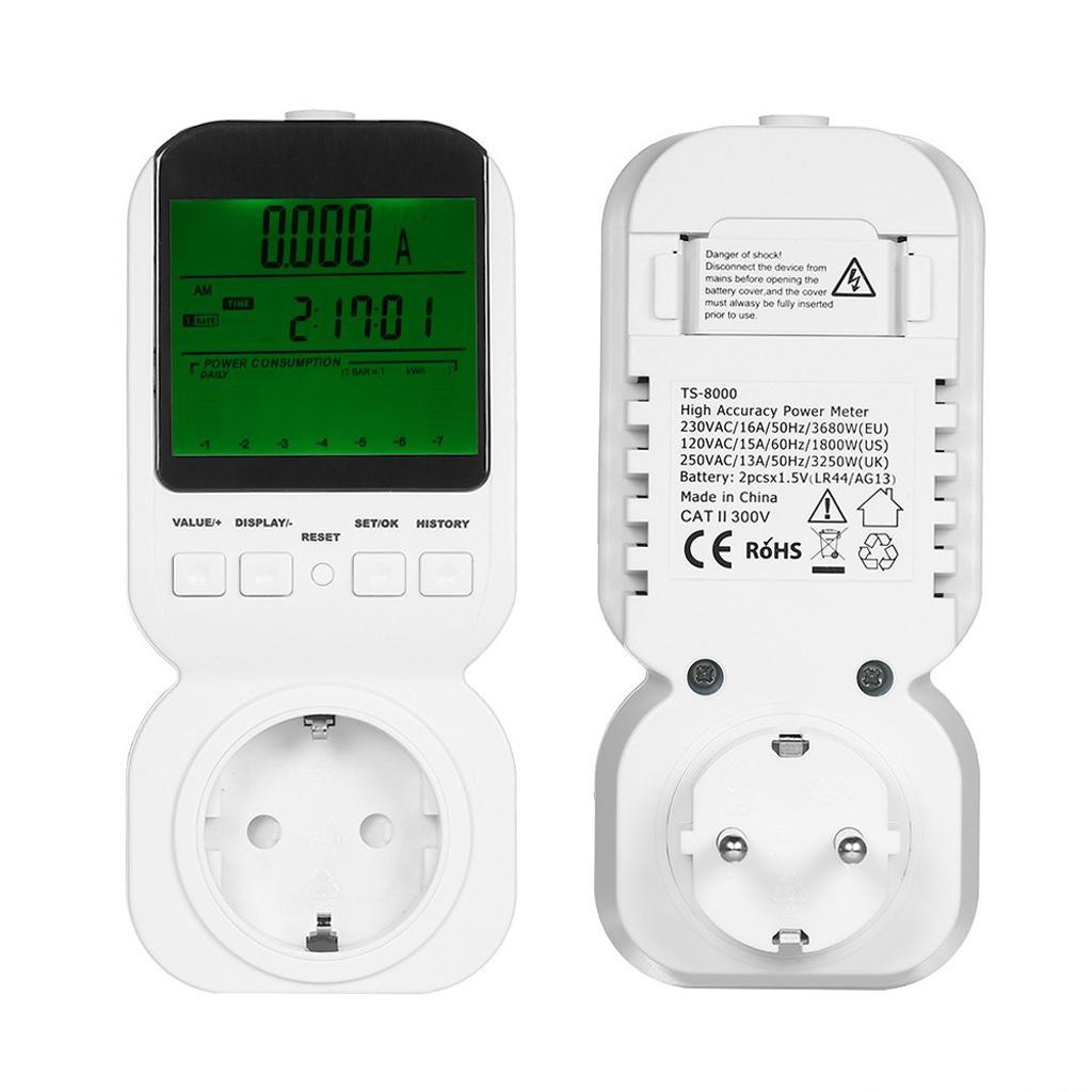 High Accuracy Power Energy Meter Socket LCD Display KWH Watt Tester EU Plug