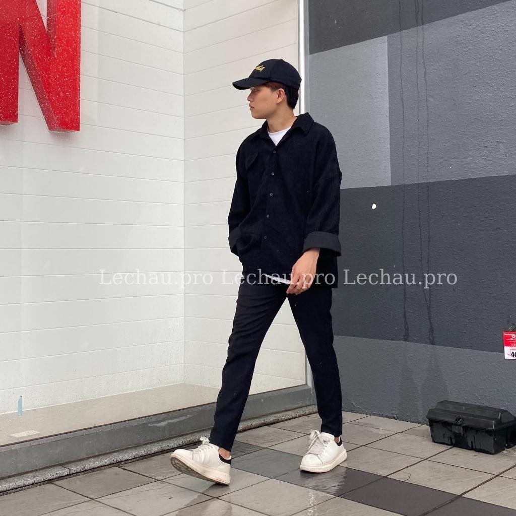 Áo khoác nhung tăm unisex form rộng ulzzang hottrend AKSMNT03 jacket sơ mi nam nữ streetstyle hàn quốc rẻ đẹp - Xám XL &lt; 75kg &lt;1m73