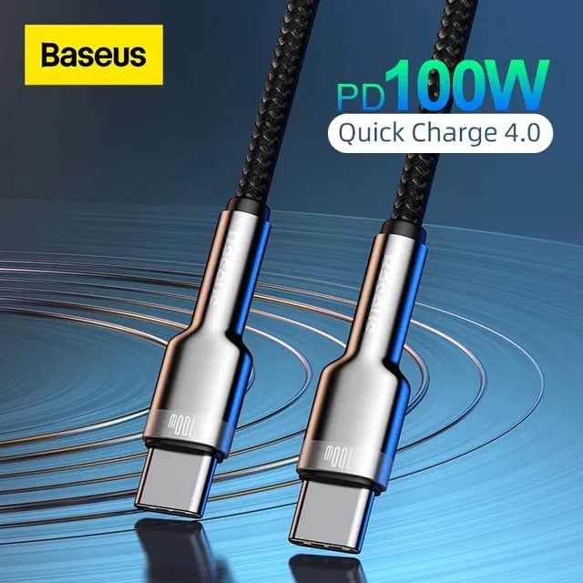 Cáp sạc nhanh siêu bền 2 đầu Type-C Baseus Cafule Metal Series màu tím (100W) không hộp - Hàng nhập khẩu