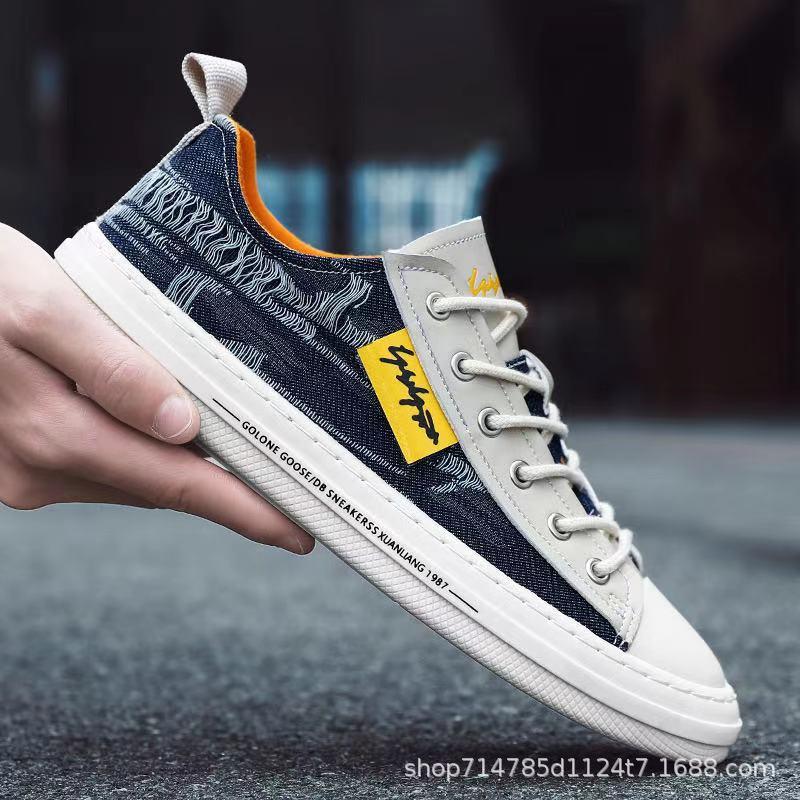 LCRTZKG Giày thể thao nam Casual Sneaker Mùa hè chất lượng cao Denim Canvas Giày thể thao nam Casual Giày trượt thoải mái Giày thể thao nam lái xe 2022