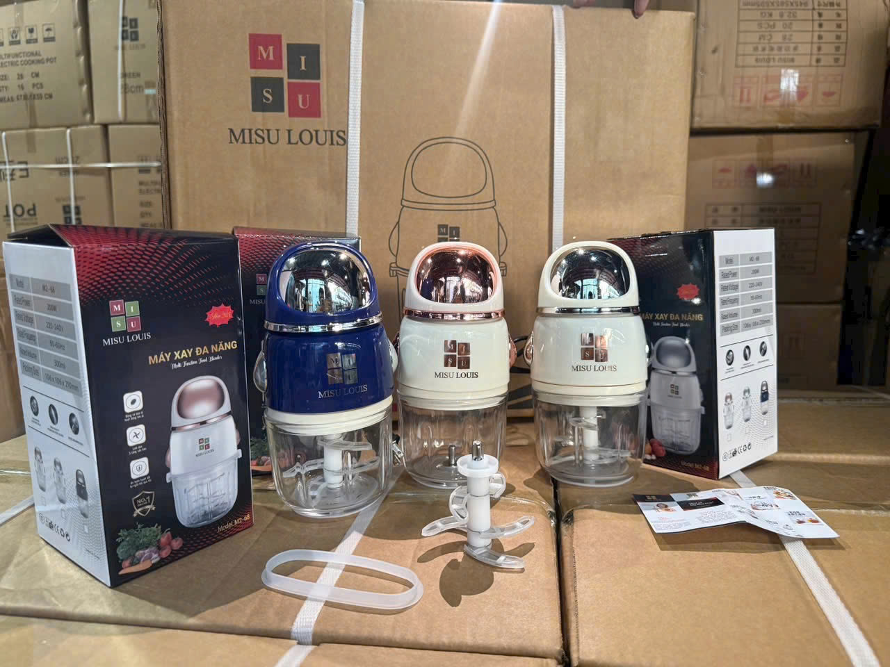 Máy Xay Thịt Đa Năng 300ml Misu Louis – Cối Thủy Tinh, 6 Lưỡi Dao Sắc, Công Suất 200W – Xay Thức Ăn Dặm, Rau Củ, Gia Vị, Tiện Dụng Tại Nhà- HÀNG CHÍNH HÃNG MINIIN