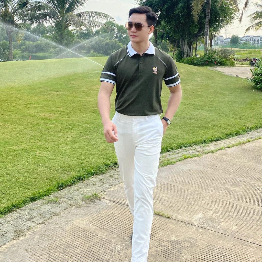 ÁO THUN POLO CA SAU THÊU GẤU 2 MÀU SIÊU PHẨM CỰC HOT