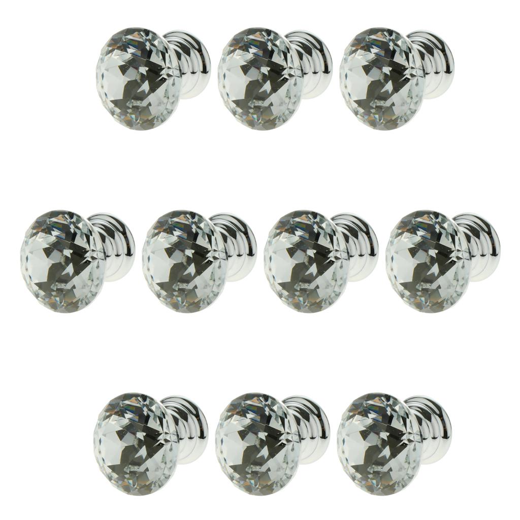 10x Glass Diamond Door Knob Drawer Dresser Pull Handle Cabinet Hardware