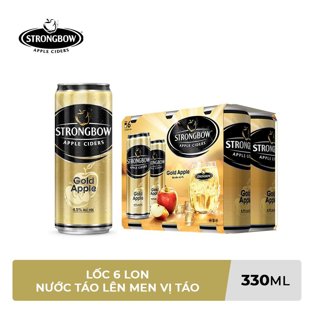 Lốc 6 Lon cao Strongbow vị Táo nguyên bản (330ml x 6 Lon)