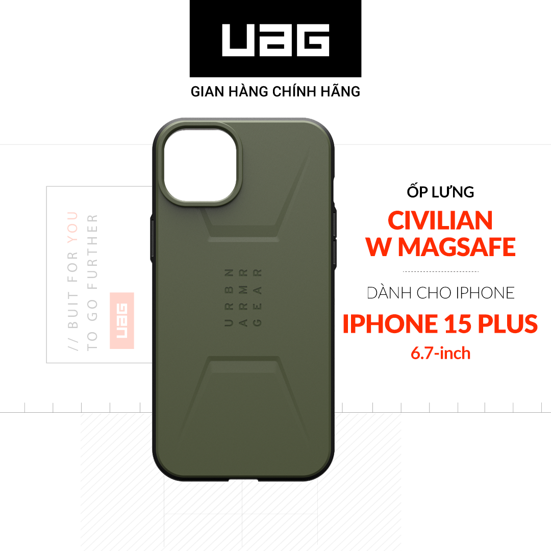 Ốp Lưng Chống Sốc UAG Civilian Hỗ Trợ Sạc Magsafe Cho iPhone 15 Plus [6.7 INCH] Hàng chính hãng