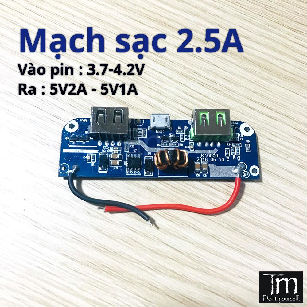 Mạch Sạc Dự Phòng 5V 2.5A Hiển Thị 4 LED