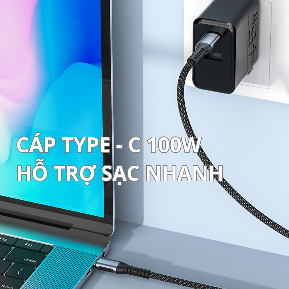 Dây Cáp Sạc Nhanh USB Type C to Type C 100W Dài 2M Dây Dù Siêu Bền Tốc Độ cao Chuyên Sạc Laptop, Smartphone, Tablet - Hàng Chính Hãng Tamayoko
