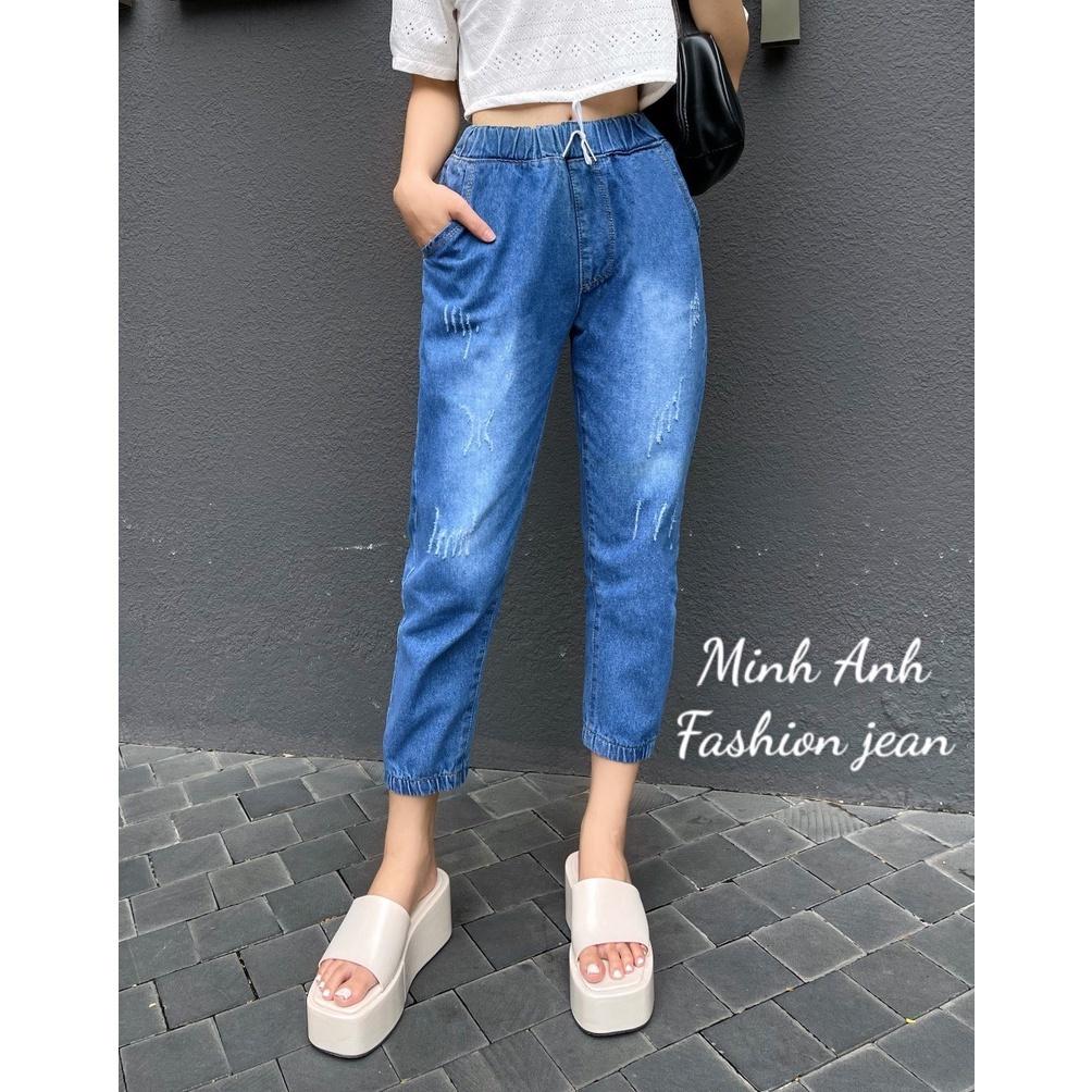 Quần jean nữ baggy lưng thun cao cấp có size đại