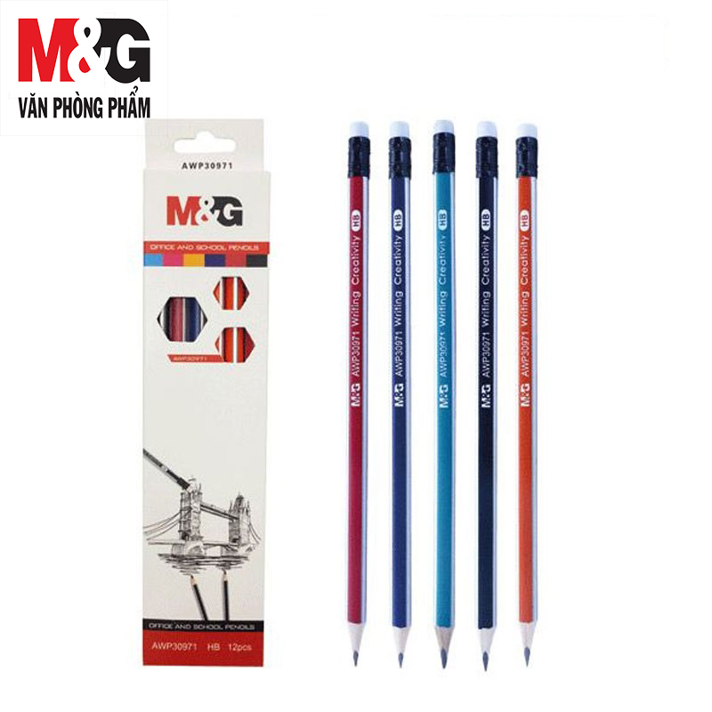 Combo 5 Bút chì chuốt M&G AWP30971 nhiều màu, ngòi HB