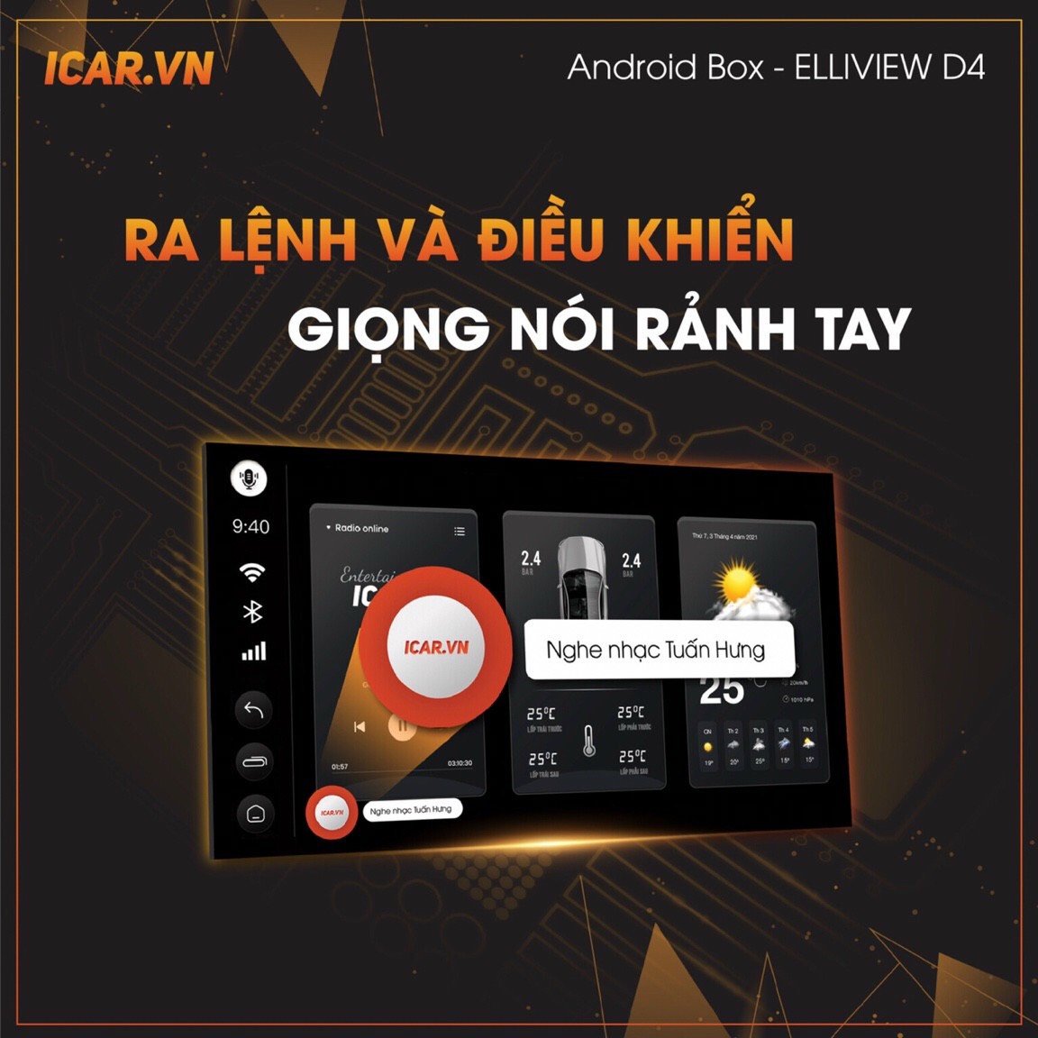 Hộp Box Ô Tô Icar Elliview D4 - Biến Màn hình Zin Thành Màn Hình Android