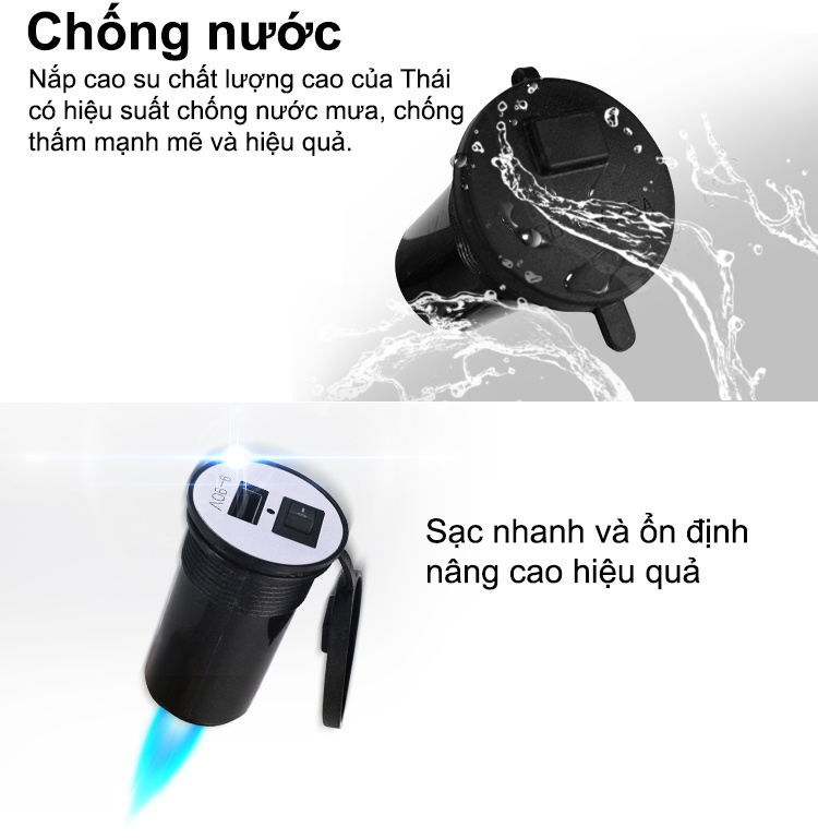 Bộ chế sạc điện thoại cho xe máy, xe motor