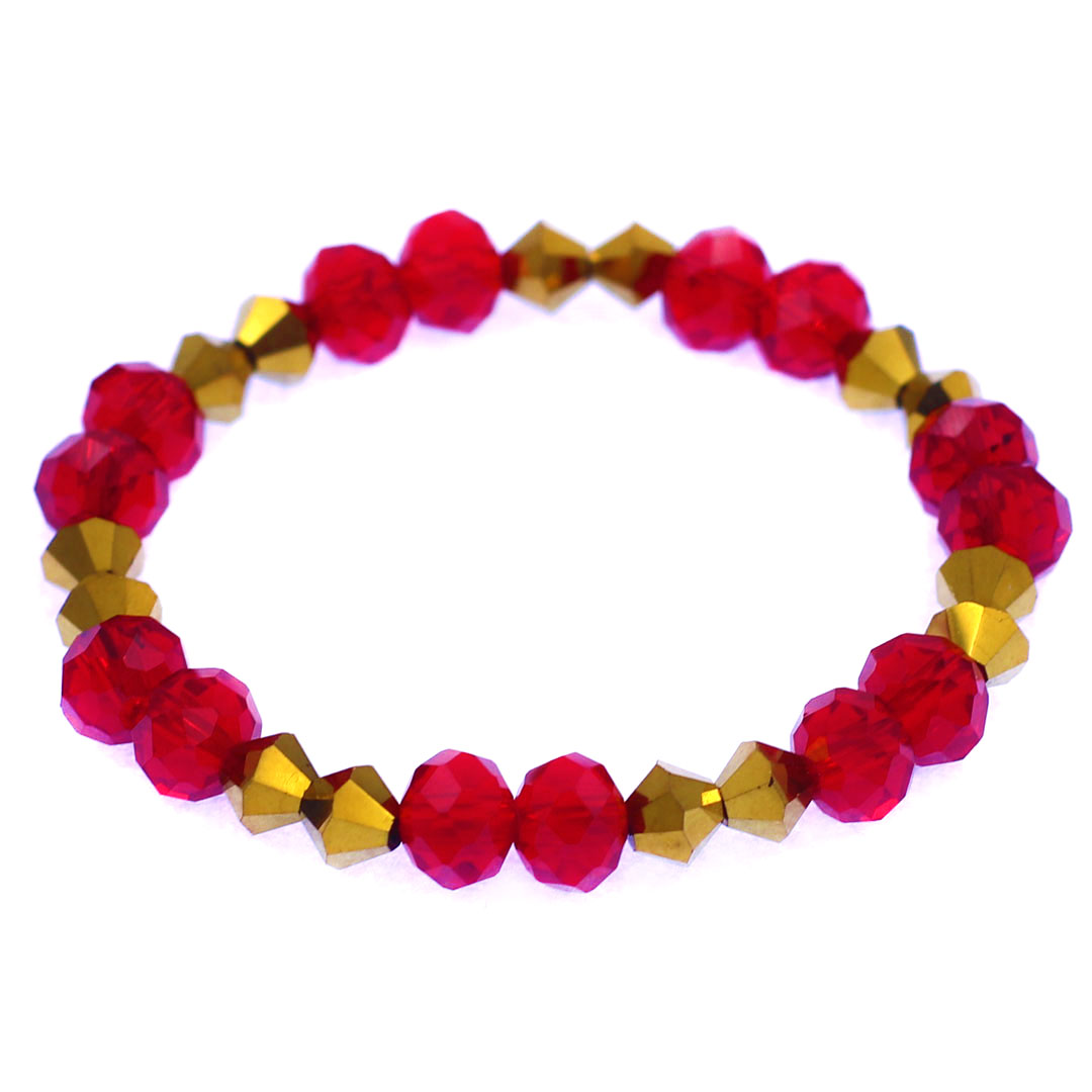 Vòng tay pha lê đỏ cắt giác 8 ly pha lê vàng giác CTFLOGHFLVGH8