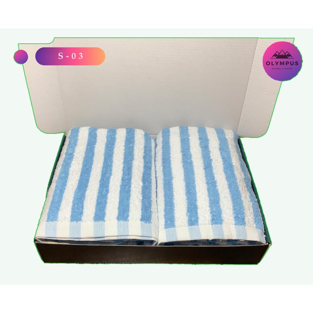 Set khăn tắm lớn sọc 100% cotton mềm mịn thấm hút cho khách sạn nhà nghỉ , kích thước 70x140cm OLYMPUS