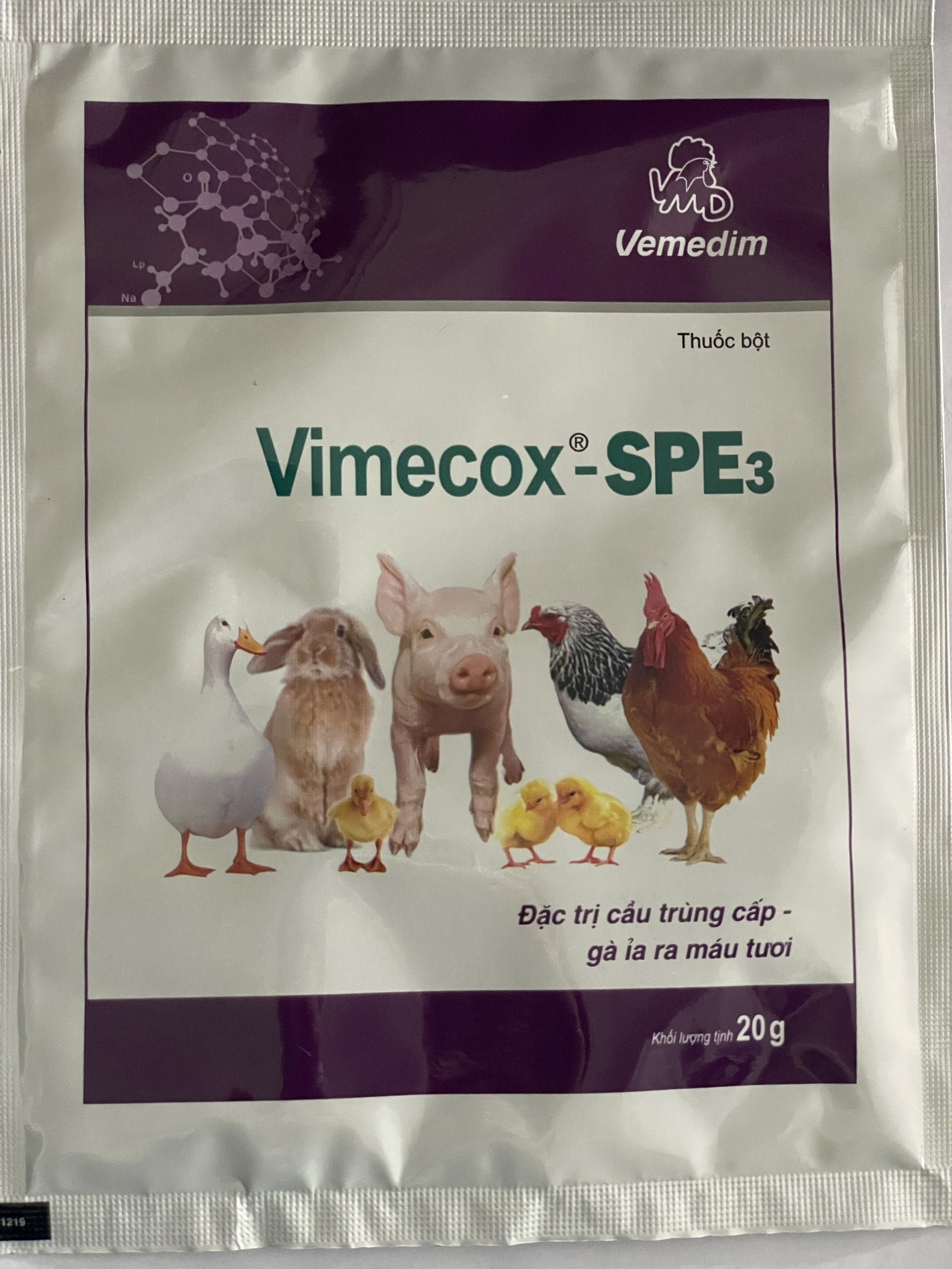VIMECOX SPE3 20g - ĐẶC TR.Ị CẦU TRÙNG CẤP, GÀ ỈA RA MÁ.U TƯƠI