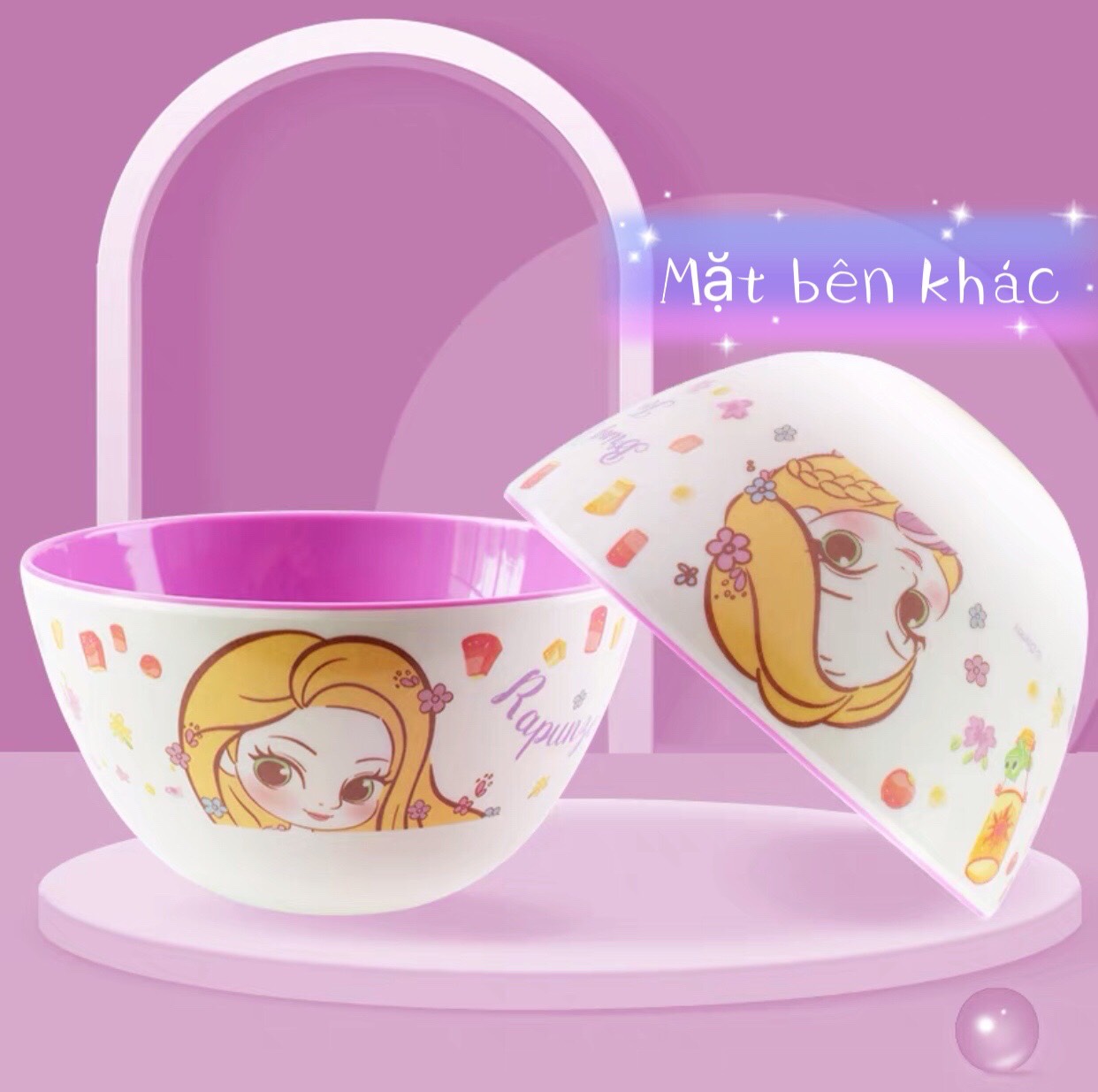 Chén ăn tròn nhựa Melamine hình công chúa Rapunzel - PDW21115-R