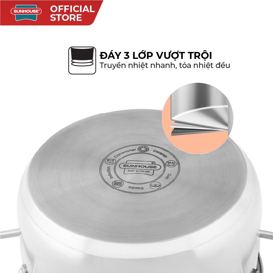 Bộ Nồi Inox 3 Đáy SUNHOUSE SH335 16, 20, 24 cm