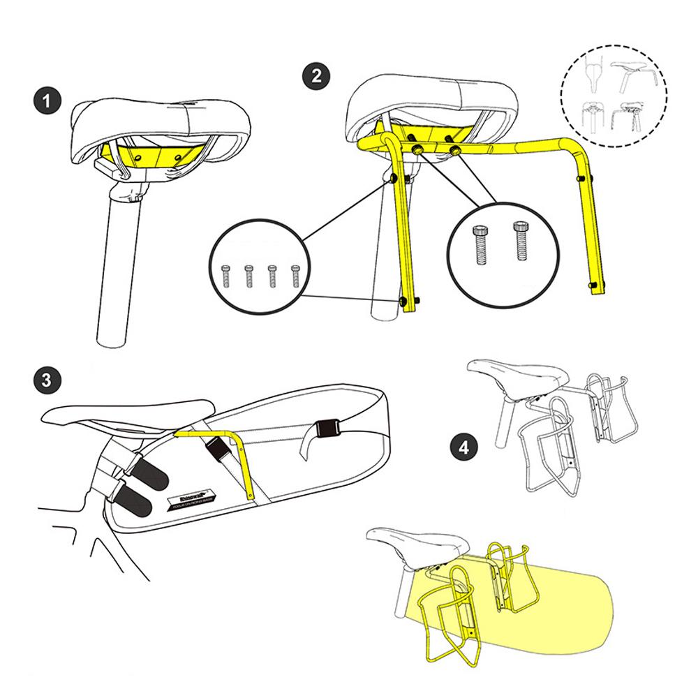 Rhinowalk Bike Saddle Bag Stabilizer Bracket Bicycle Tail Bag Mount Rear Rack AntiSway with Bottle Cage Mounting Holes