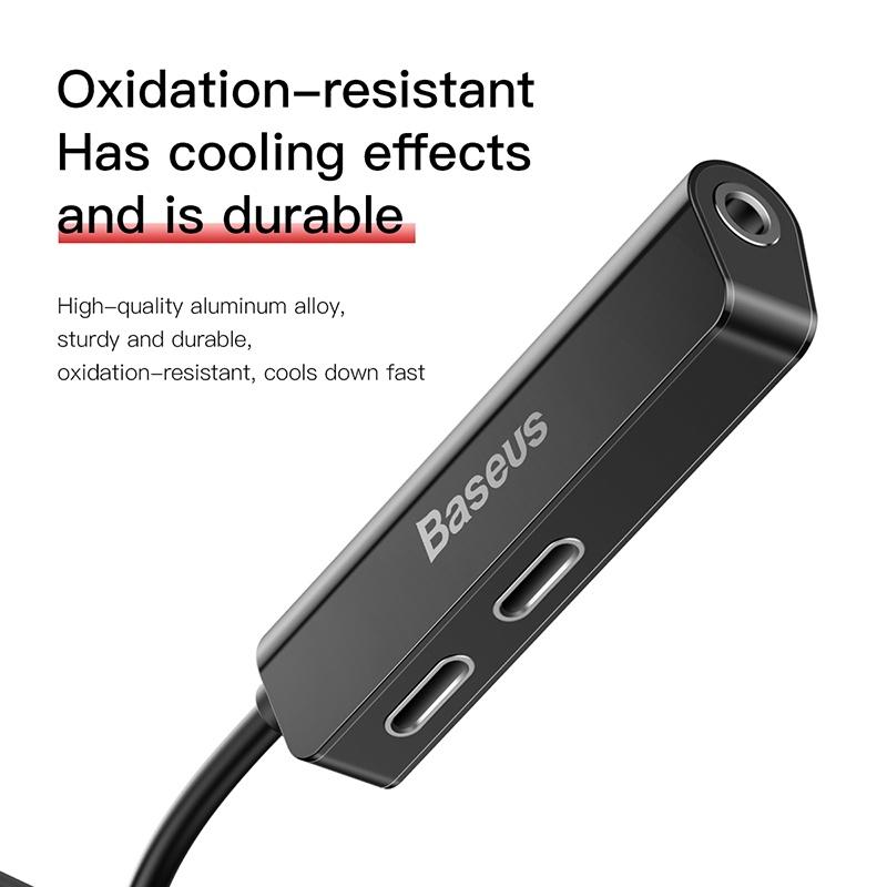 Baseus -BaseusMall VN Bộ chuyển cổng Ln sang Dual Ln + Audio AUX 3.5mm Baseus L52