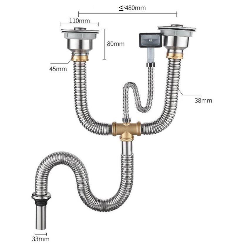 Bộ Ống Thoát Nước Bằng Thép Không Gỉ 304 Cho Bồn Rửa Chén