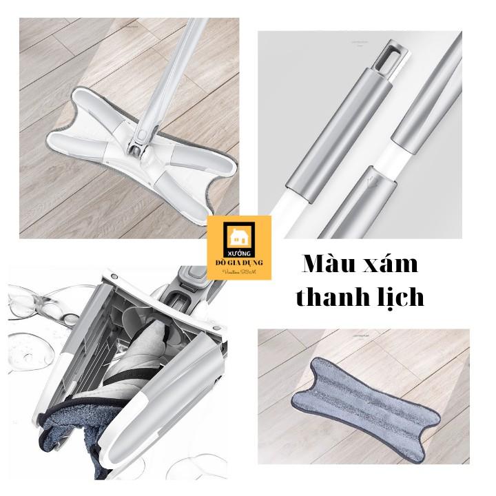 Cây lau sàn nhà chữ X thông minh [HÀNG LOẠI 1] đầu xoay 360* tiện ích có bông lau sợi microfiber mềm mịn thấm hút, vắt khô dễ dàng