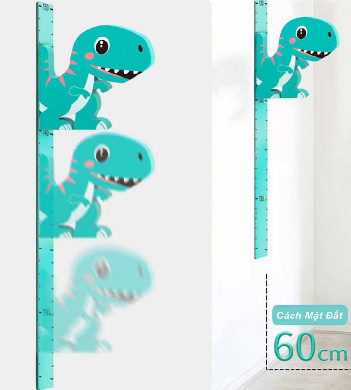Thước Đo Chiều Cao 3D Dino Kid Hít Nam Châm Từ Tính - Home and Garden