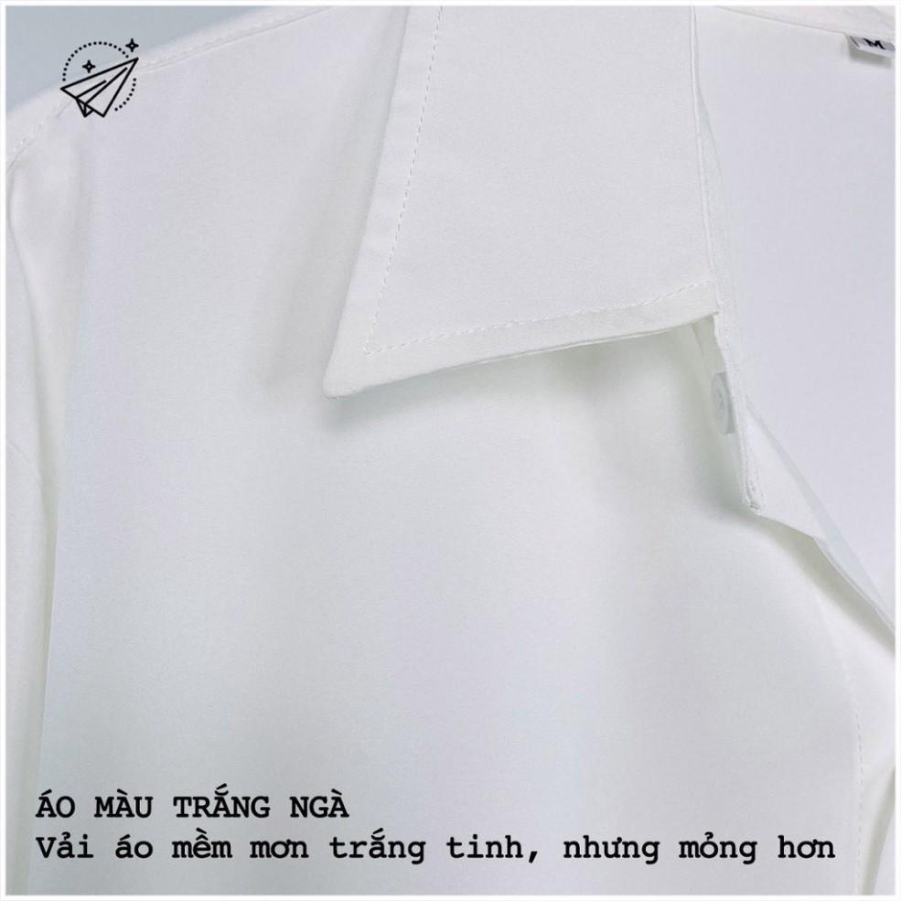 Áo Sơ Mi Nữ Form Rộng TRƠN Basic Unisex Dài Tay Trắng và Đen chất Cotton lụa Hàn mịn mát, áo sơ mi nữ Bigsize suông SM1