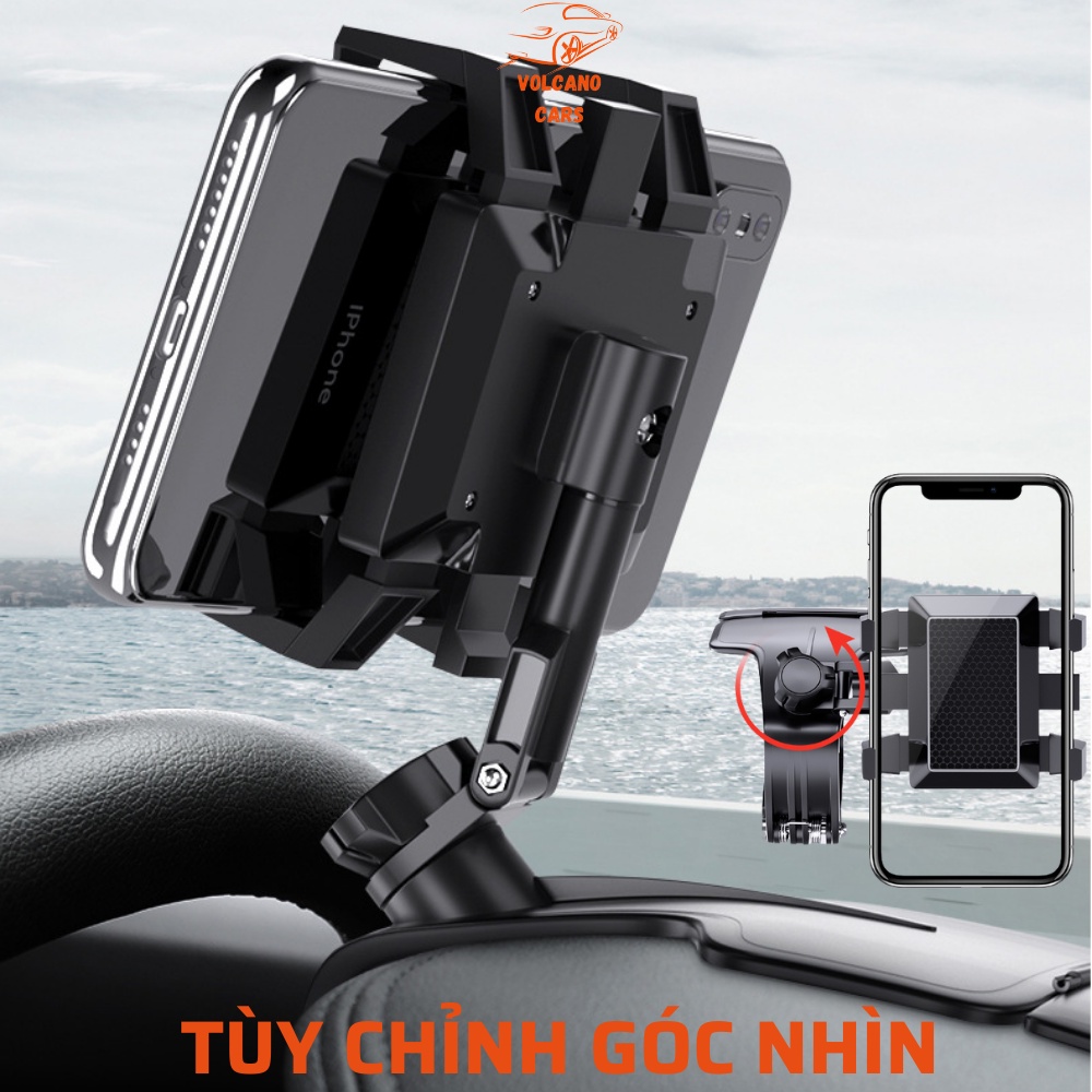 Giá đỡ điện thoại ô tô Volcano Cars xoay 360 độ chống rung treo đa điểm trên taplo, gương chiếu hậu_B126_HÀNG CHÍNH HÃNG