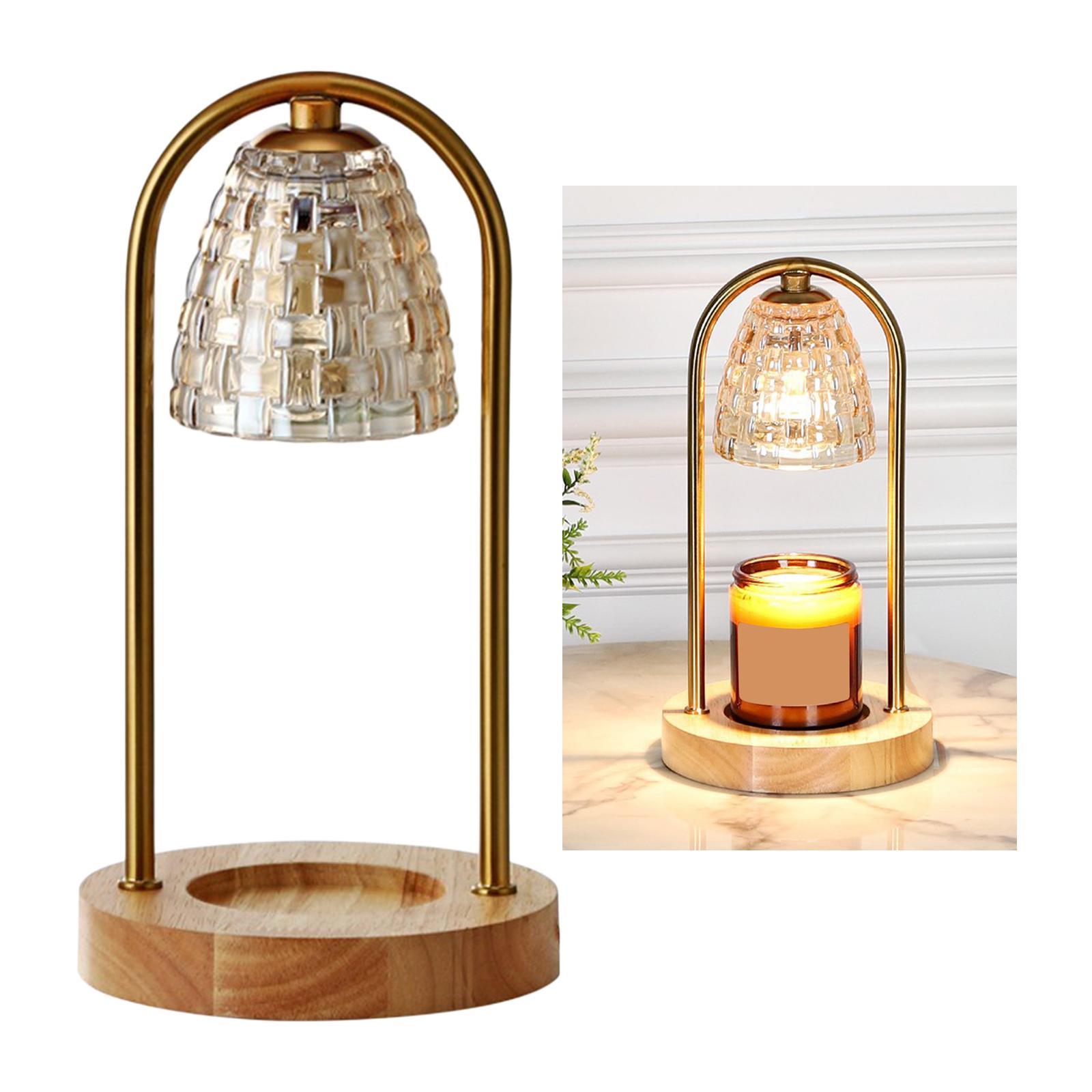 Electric Candle Warmer Lamp, Candle Wax Melting Lamp with Wooden Base Table Light Aromatherapy Lamp Home Decor Nightlight US Plug