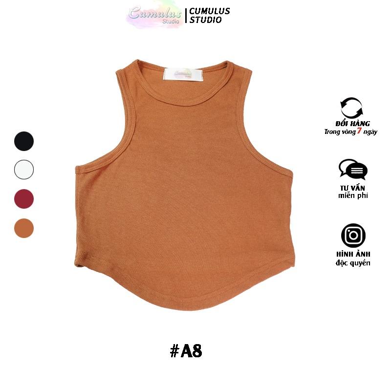 Áo croptop ba lỗ lai bầu Cumulus chất thun gân A08