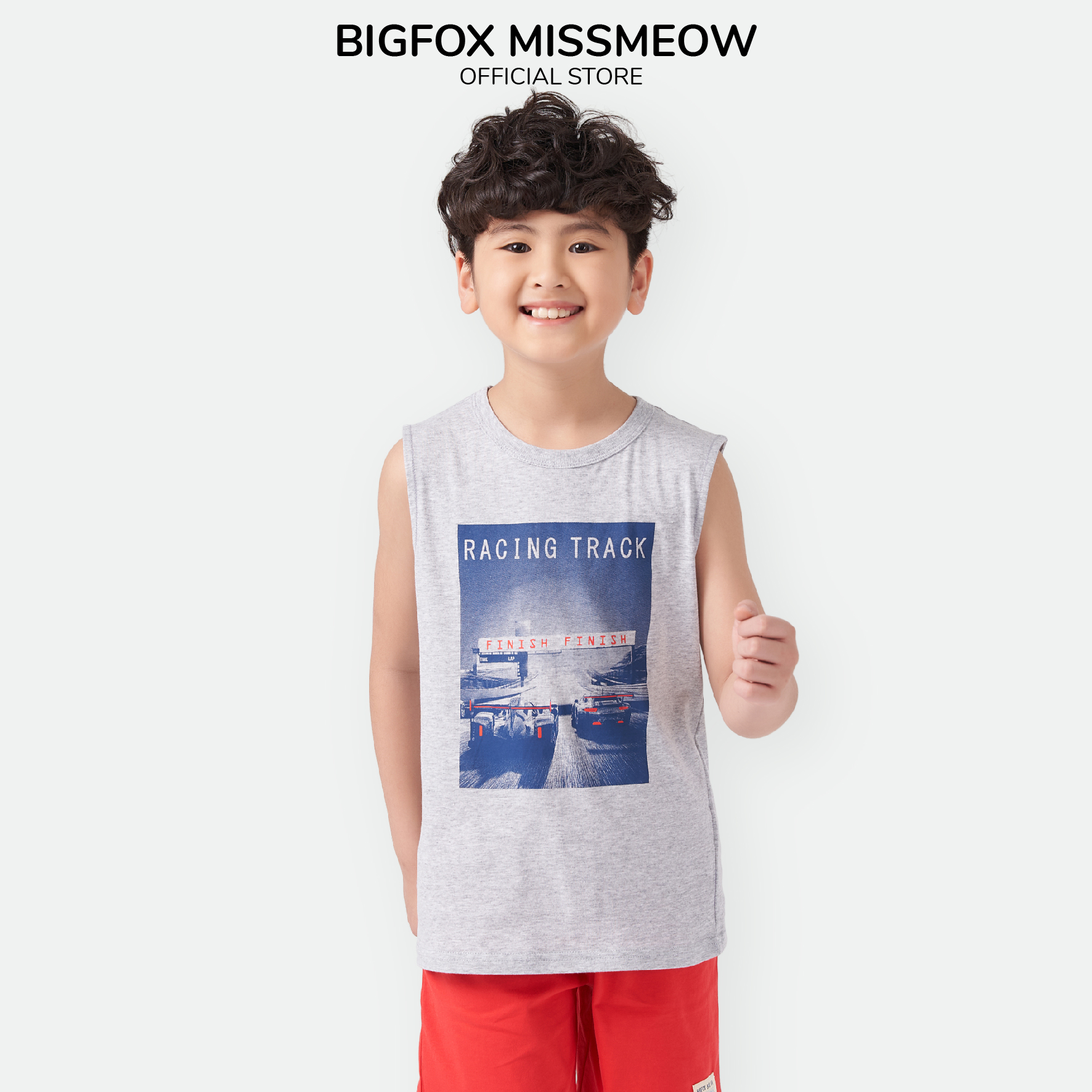 Bộ Bé Trai Mùa Hè Bigfox, Đồ Bộ Trẻ Em Size Đại Chất Cotton Hình In RACING TRACK 3-11