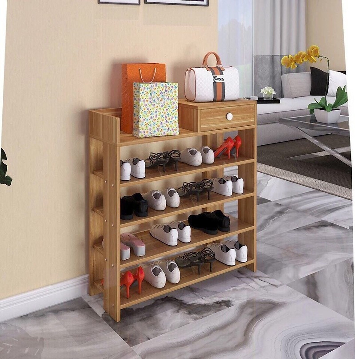 Kệ để Giày Dép 5 Tầng Bằng Gỗ