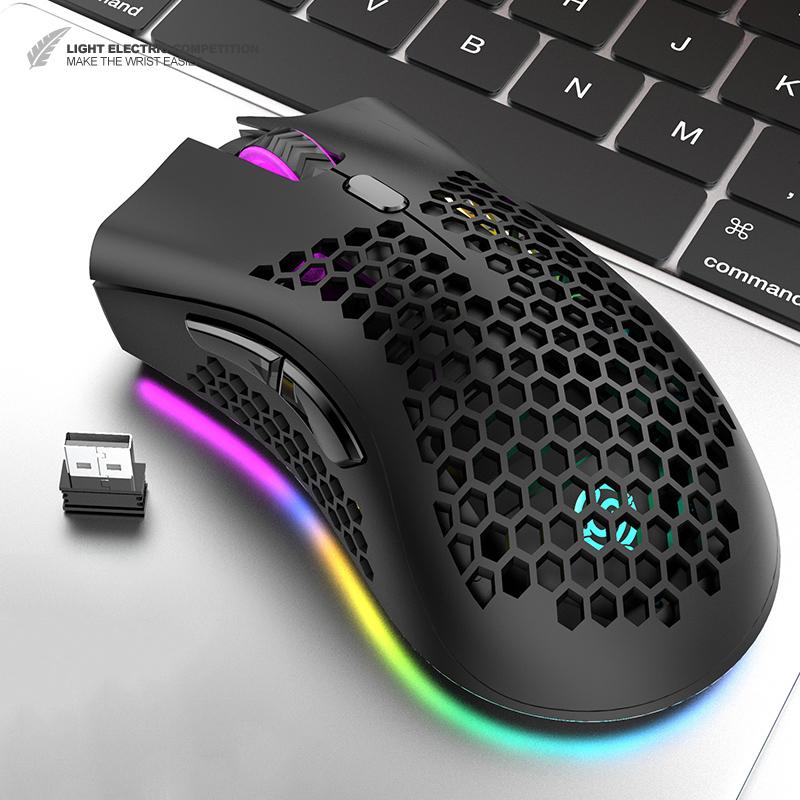 Chuột Không Dây USB Máy Tính Im Lặng Công Thái Chuột 1600 DPI Tổ Ong RGB Quang Mause Game Thủ Noiseless Chuột