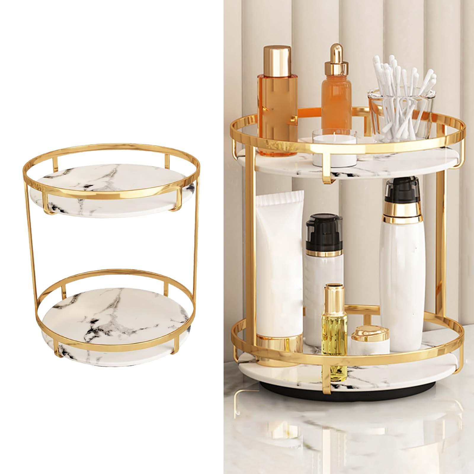 Multi Function Makeup Organizer, 360 Degree Rotating Double Layer Display Stand Storage Box for Dresser or Vanity Countertop Perfume Jewelry