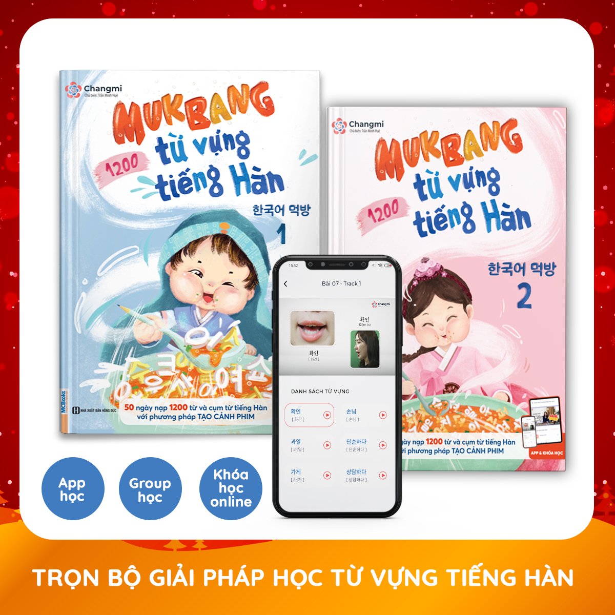 Mukbang 1200 Từ Vựng Tiếng Hàn Tổng Hợp (Trọn bộ 2 tập) - Trọn bộ giải pháp ghi nhớ 1200 từ vựng chỉ trong 50 ngày