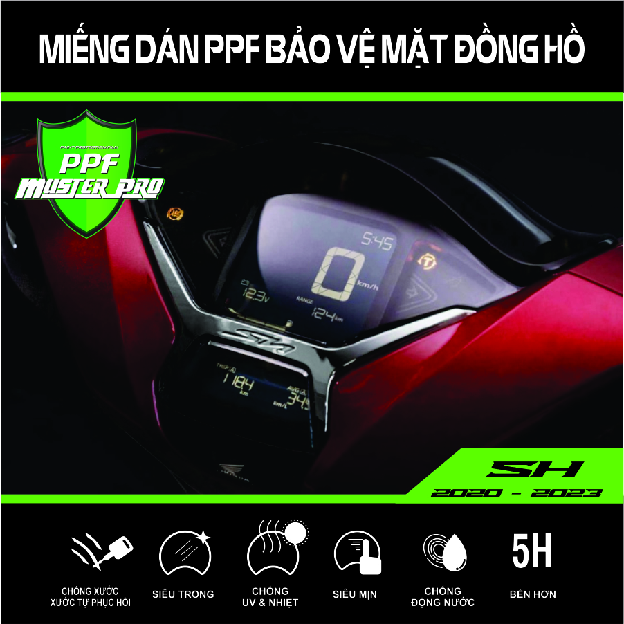 Miếng Dán PPF Bảo Vệ Mặt Đồng Hồ Xe SH 2020 - 2023 125 - 150 - 160i - 350i | Chất Liệu Film PPF