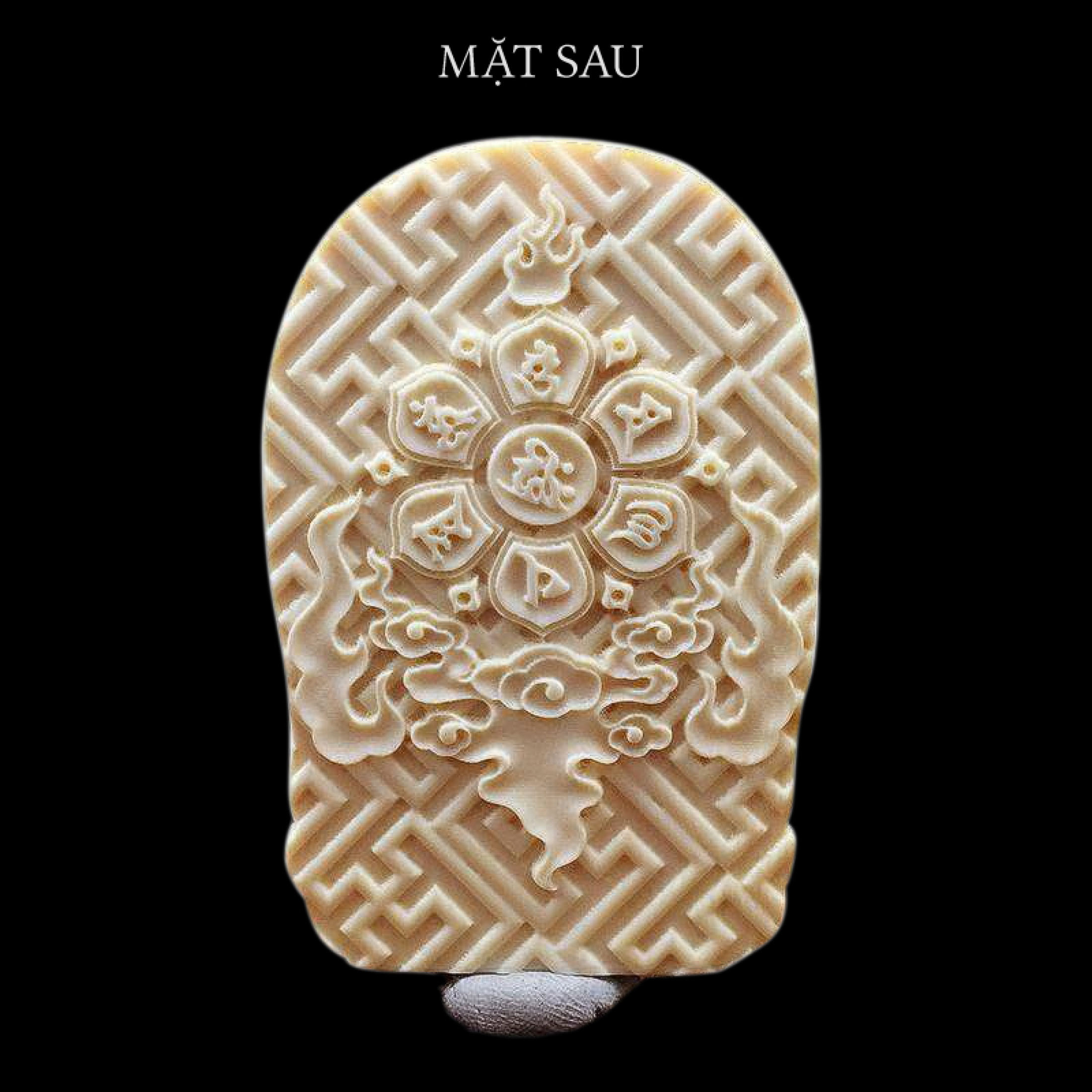 Dây chuyền Phật A Di Đà bằng trái ngà, mặt sau khắc chú - MN02 (Có dây đeo)