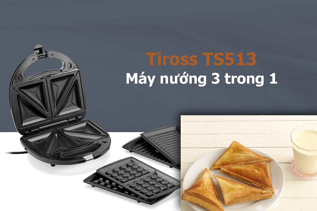 Máy Làm Bánh 3 Trong 1 Tiross TS513 (750W) - Hàng Chính Hãng