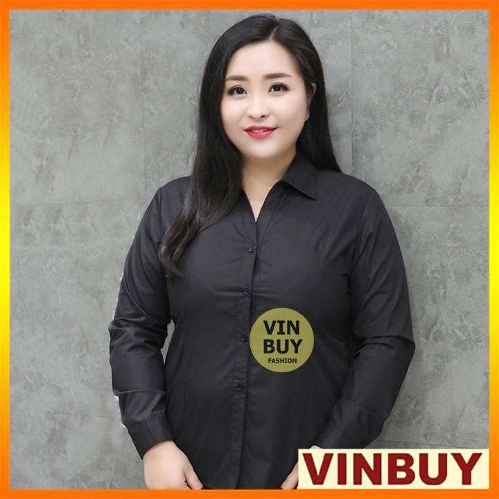 Áo sơ mi bigsize nữ dài tay màu đen form công sở đẹp cho người đến 90kg