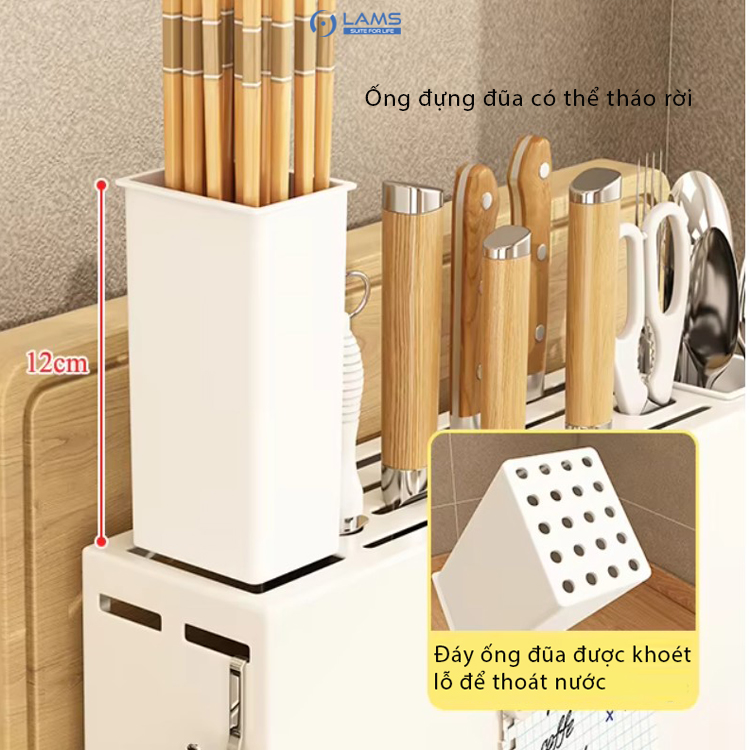 Giá để dao đũa thớt, kệ để dao thớt đũa kéo nhà bếp LAMS 2 màu đen, trắng