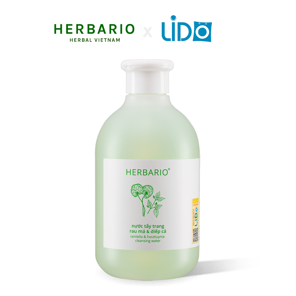 Nước tẩy trang Rau Má & Diếp Cá Herbario 300ml da dầu, da mụn