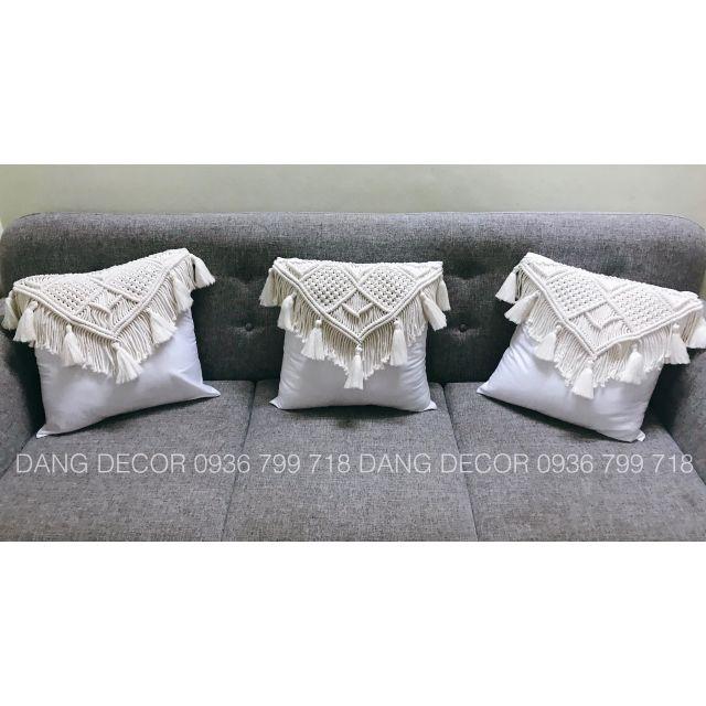 Vỏ gối sofa thắt nút macrame