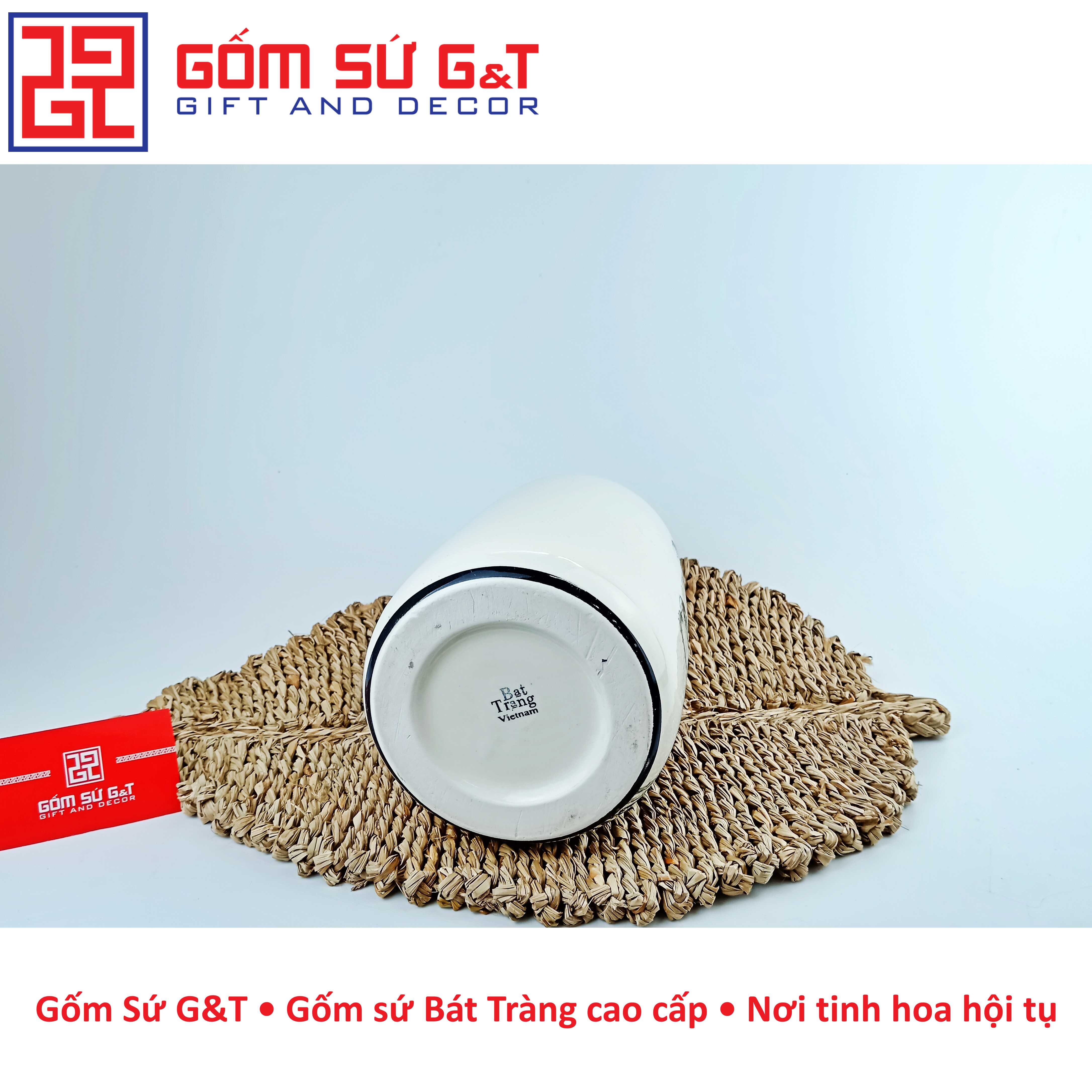 Lọ hoa dáng đu đủ vẽ sen tràm Gốm Sứ G&amp;T