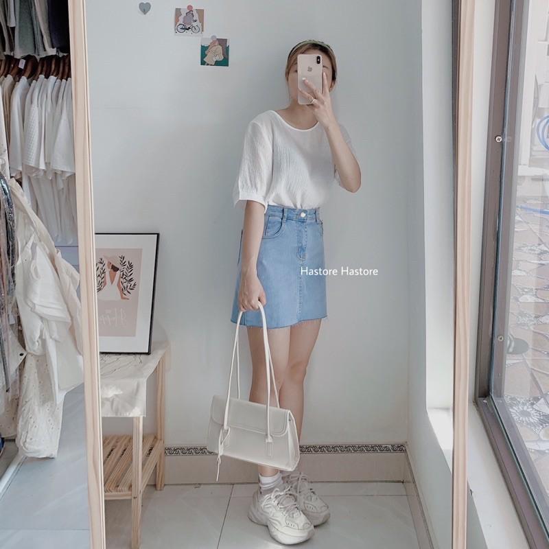 Sơ mi thắt nơ sau lưng chất trượt nhẹ