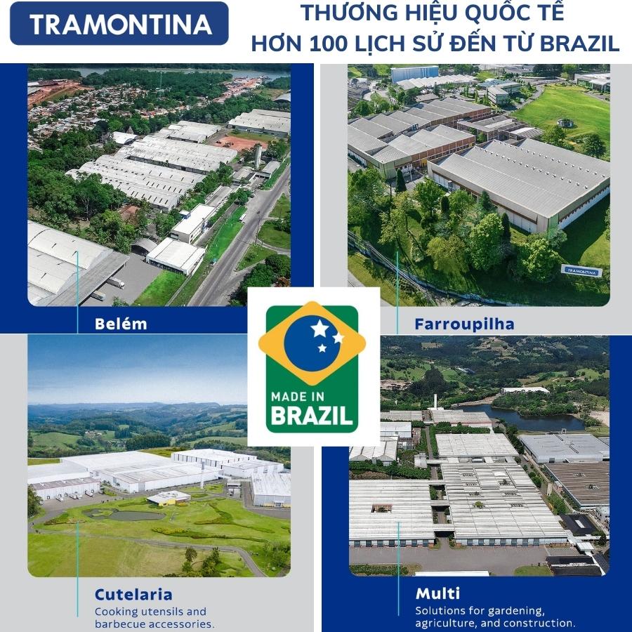 Bộ Thìa Dĩa Trẻ Em 2 Món Tramontina Chất Thép Không Gỉ Cao Cấp An Toàn Cán Nhựa PP Sản Xuất Tại Brazil