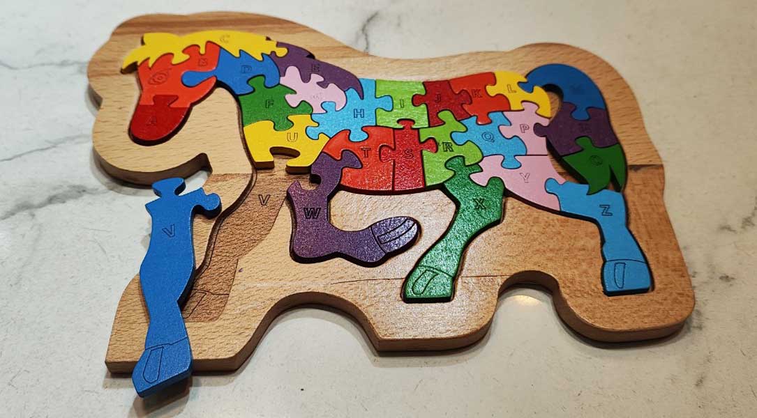 Tranh ghép hình con ngựa học 26 chữ tiếng anh đồ chơi gỗ - Puzzle animal